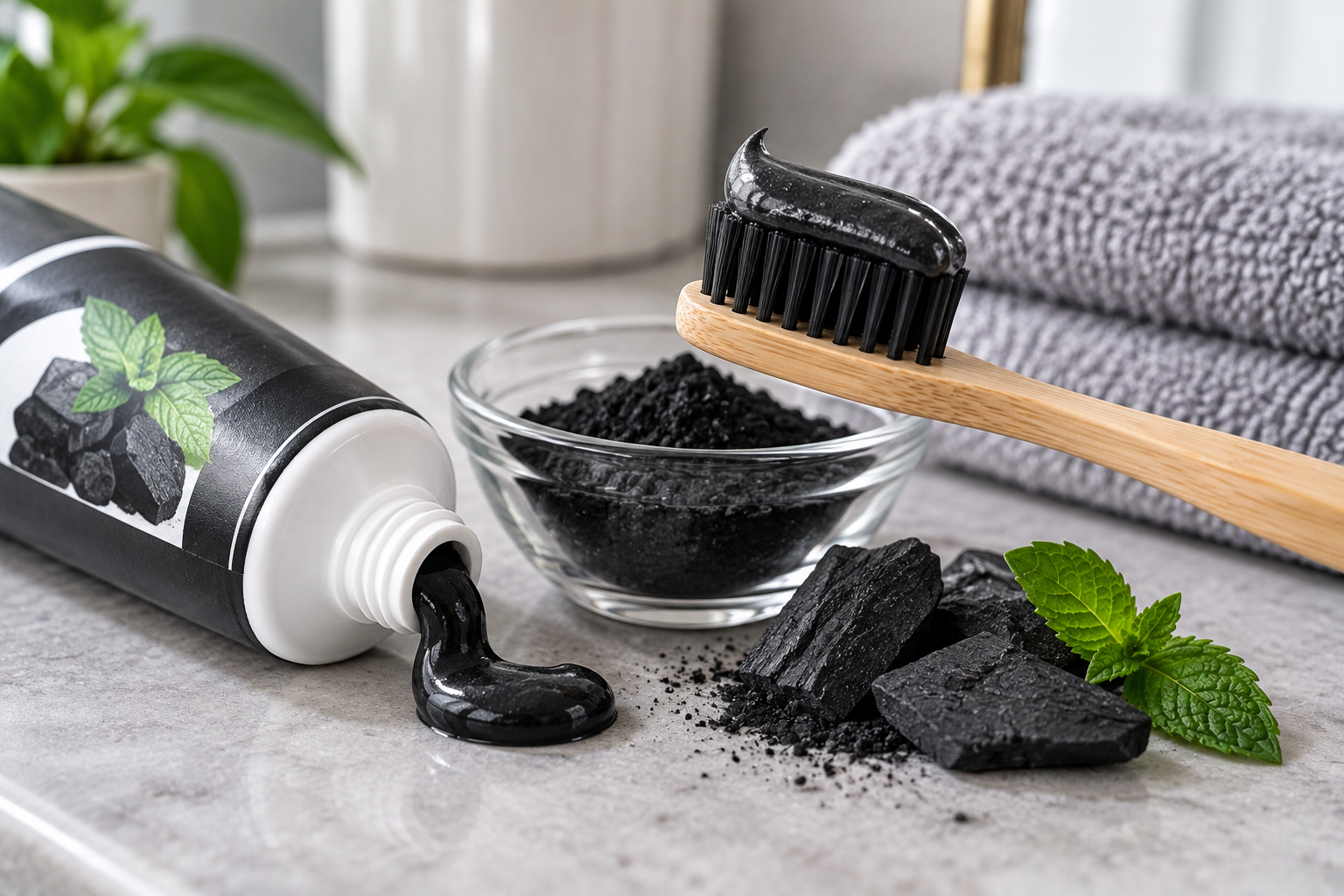 Charcoal Toothpaste Vanity Still Life